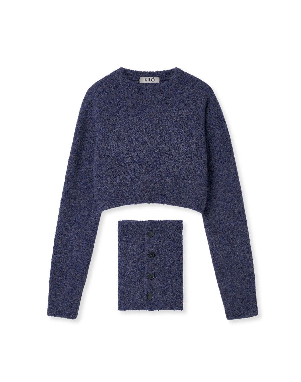 CROPPED BOUCLE KNIT TOP (PURPLE)