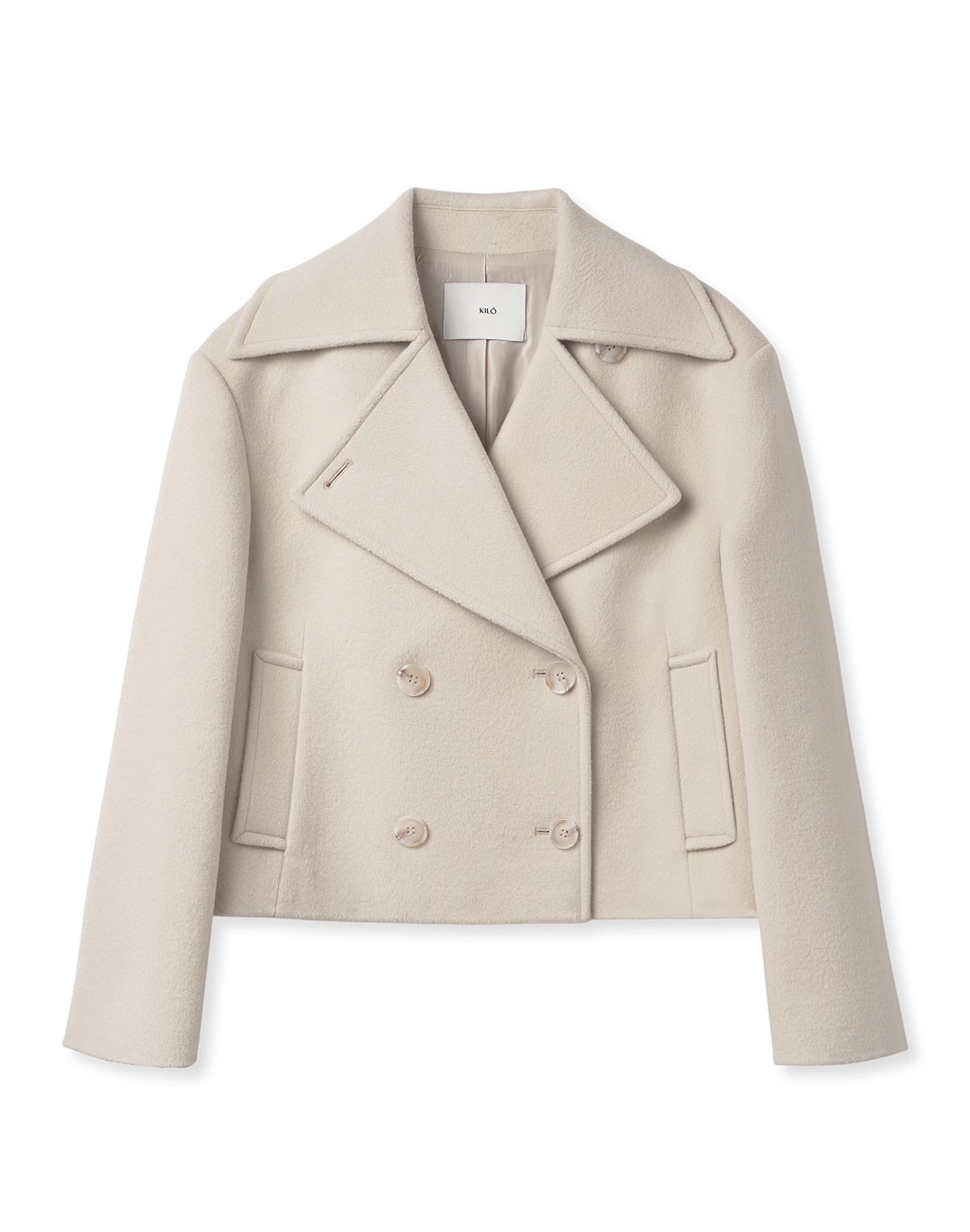 DOUBLE-BREASTED HALF COAT (IVORY)
