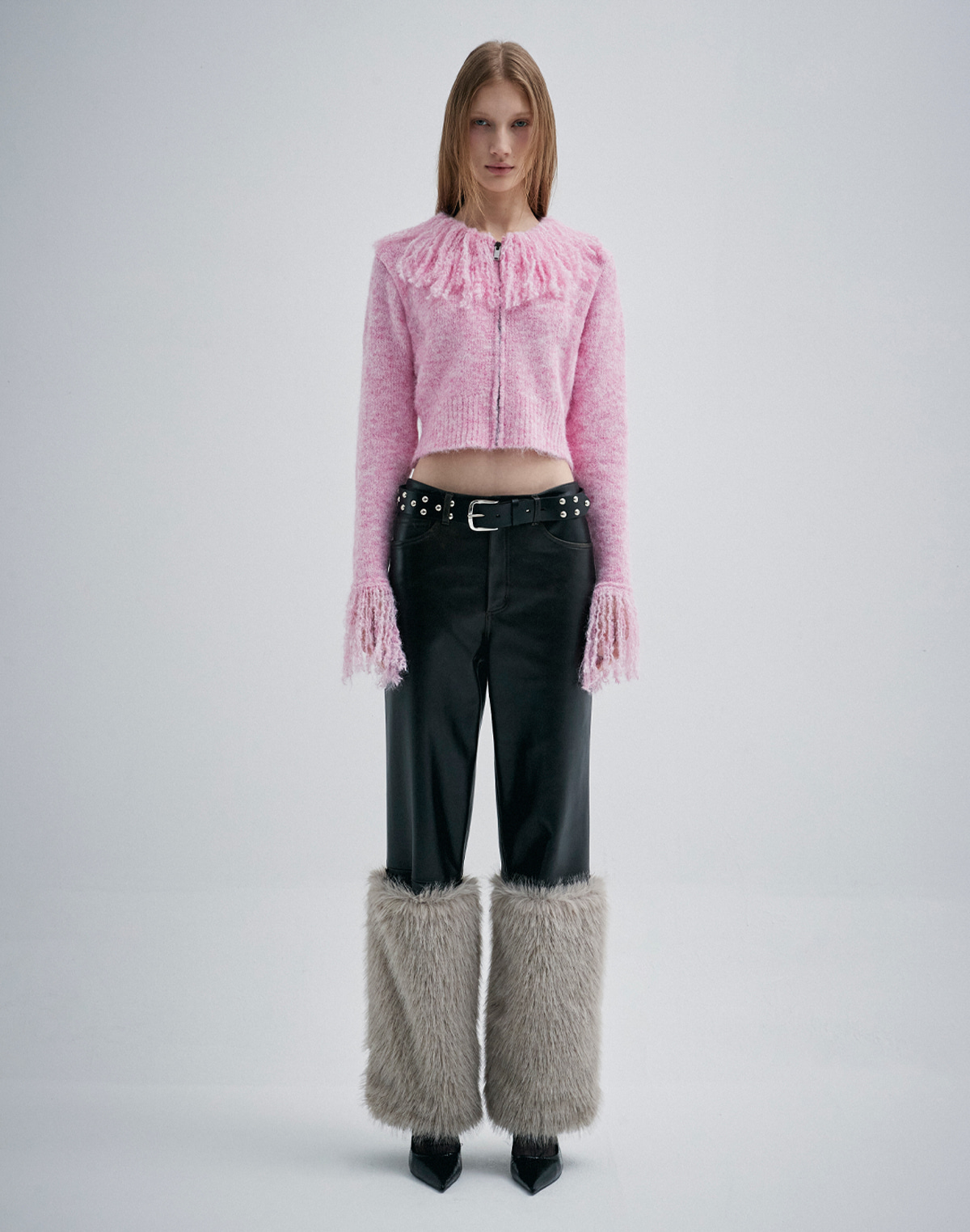 FLUFFY ZIP-UP KNIT (PINK)